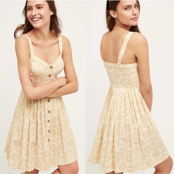 Anthropologie Dresses & Skirts - Anthro Maeve Dress Pink Yellow Floral Button Down Size 0 cafe motif